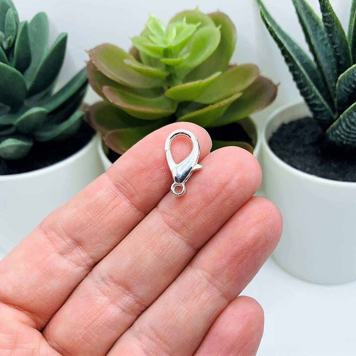 100 or 500 Pieces: Large 8 x 16 mm Silver Plated Lobster Claw Clasps