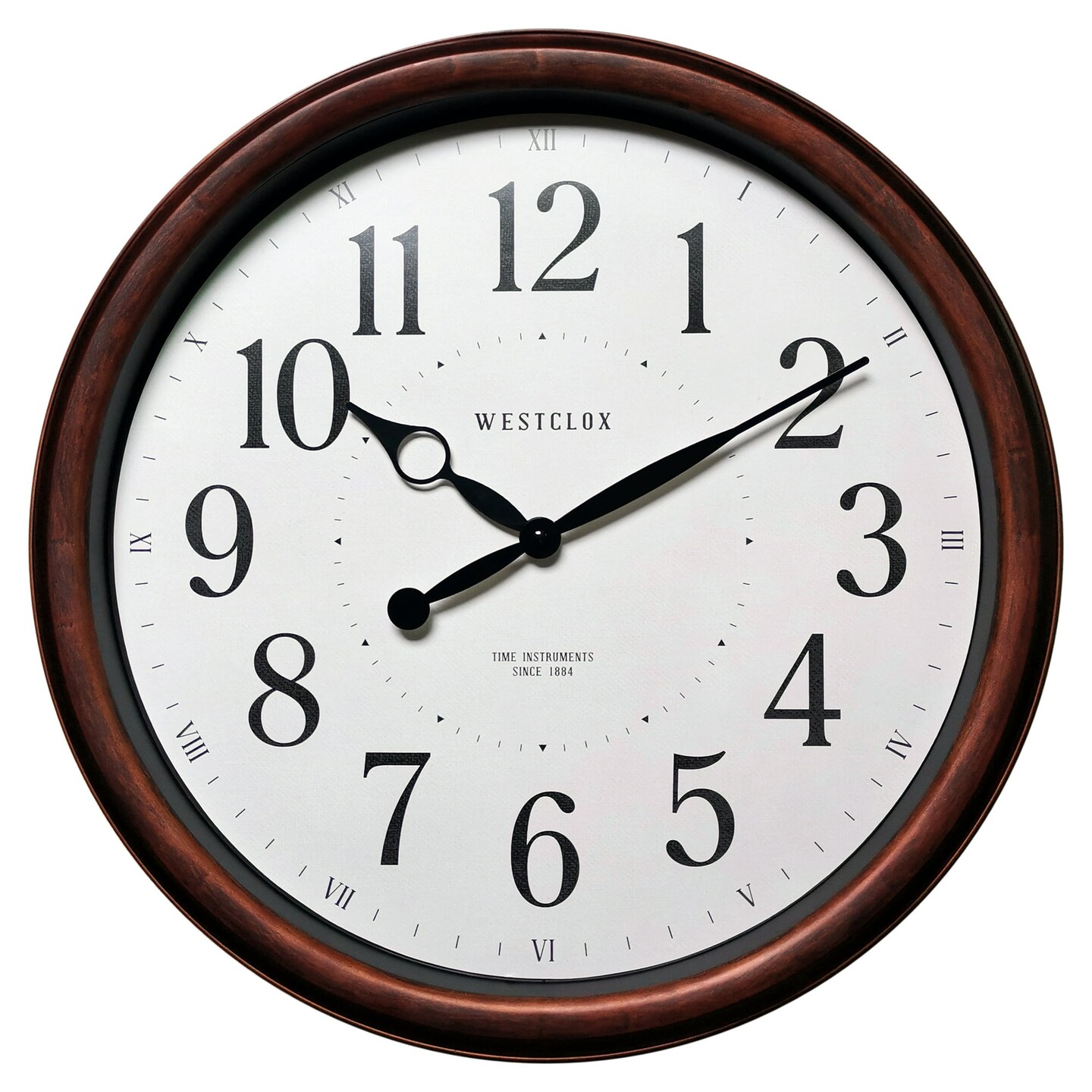 Westclox 20&#x22; Analog Quartz Accurate Brown Woodgrain Finish Wall Clock