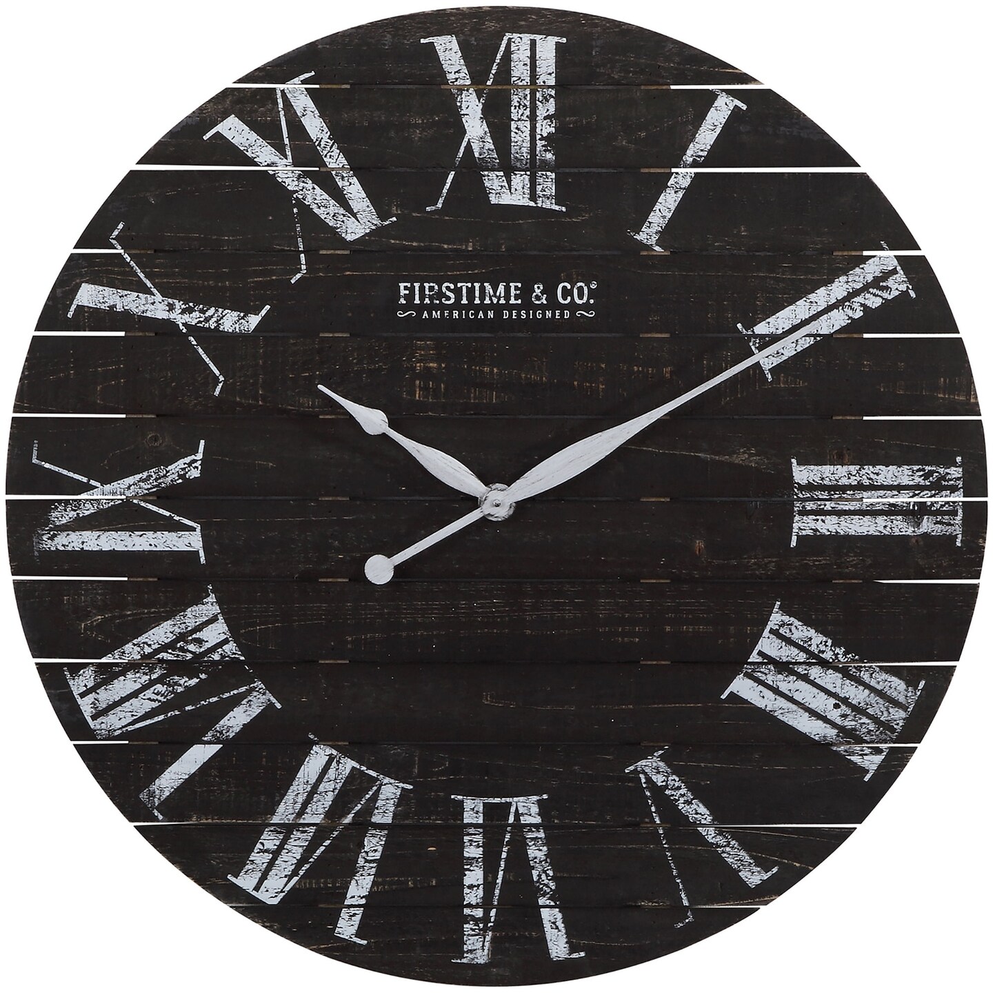 FirsTime &#x26; Co. Black Midnight Planks Wall Clock, Farmhouse, Analog, 29 x 2 x 29 in