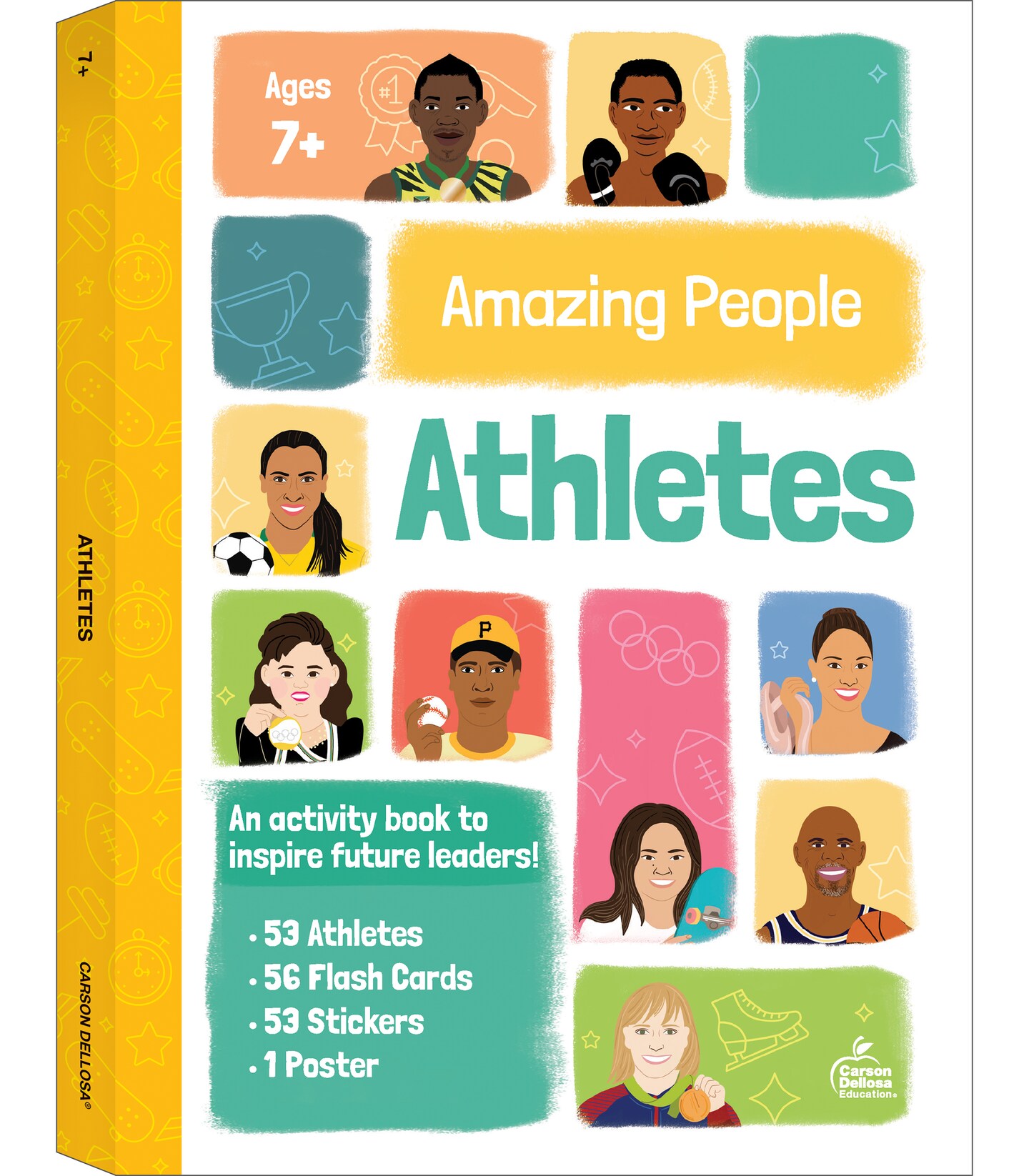 Amazing People: Athletes Activity Book for Children, Inspiring Athletes Children&#x27;s Workbook With Flash Cards, Puzzles, Games, Motivational Poster, and Stickers, Activity Books for Grade 1 +