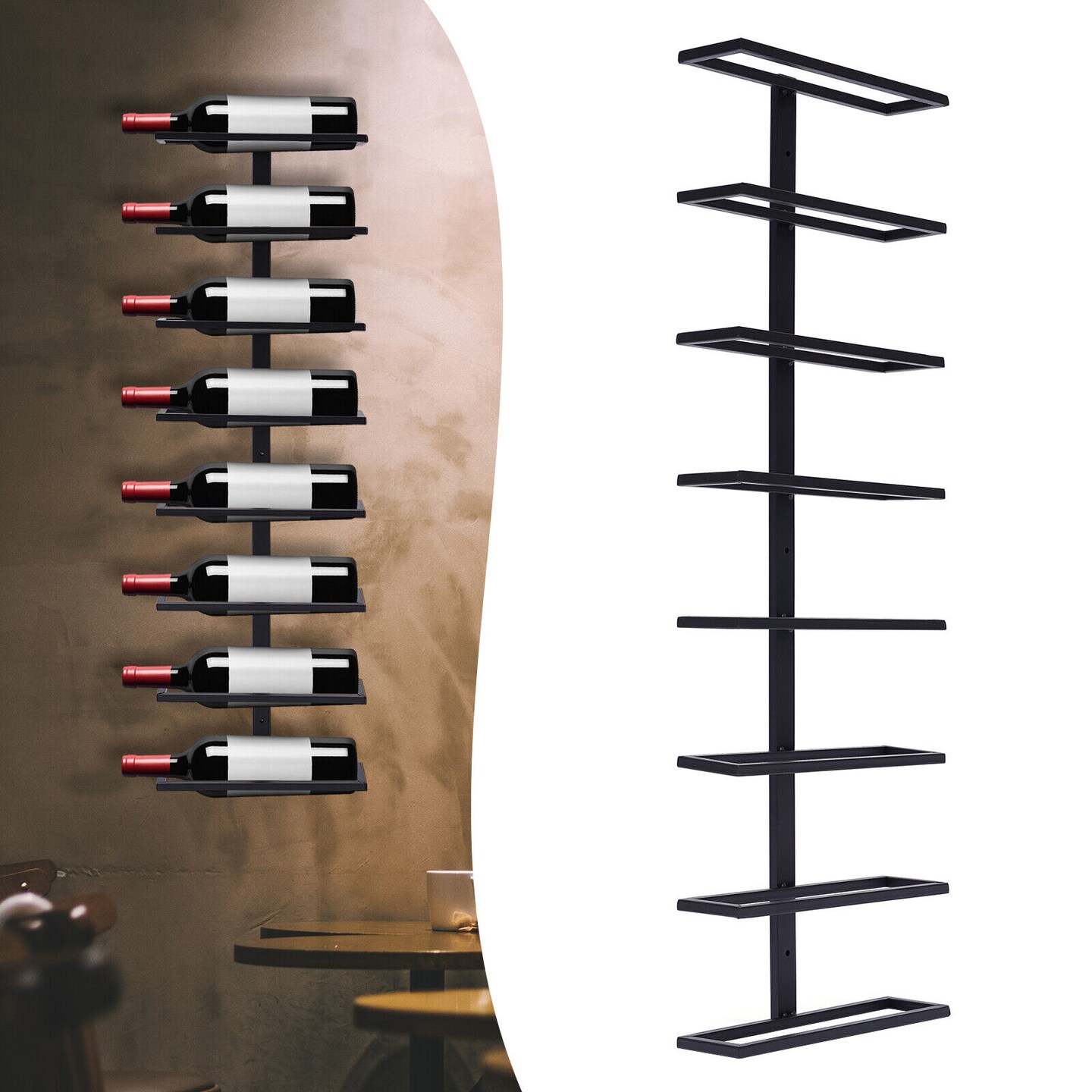 Kitcheniva 8-Tier Metal Wall Mounted Wine Rack