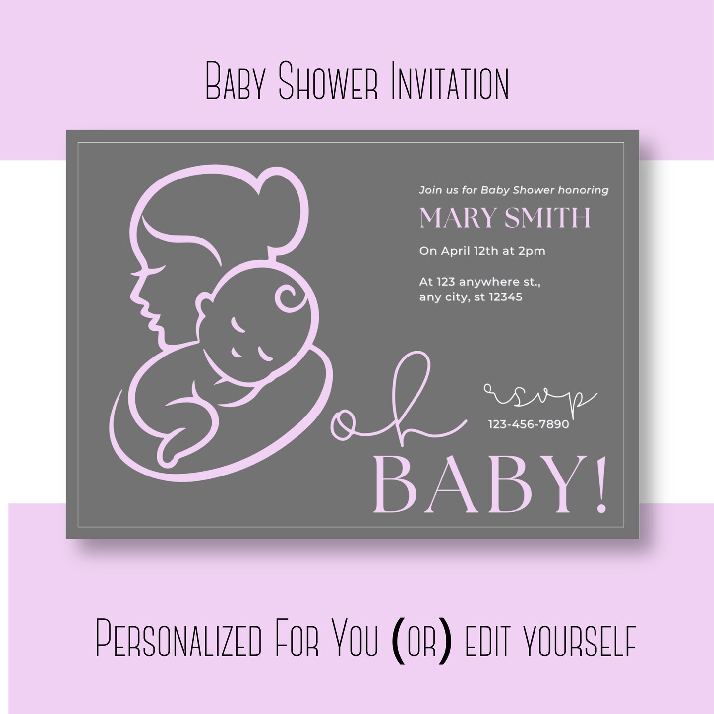 Baby Shower Invitation,  Digital,  Printable,  Editable,  or Have It Personalized For You product 2