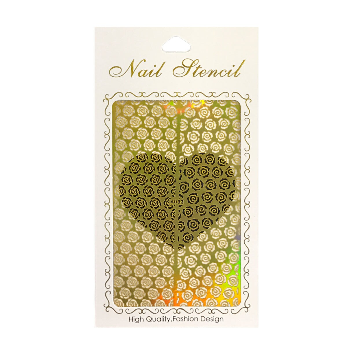 Wrapables Gold Nail Art Guide Large Nail Stencil Sheet - Roses