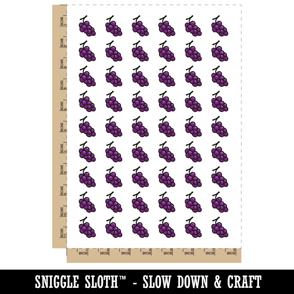 Grapes Outline Doodle Temporary Tattoo Water Resistant Fake Body Art Set Collection (1 Sheet)