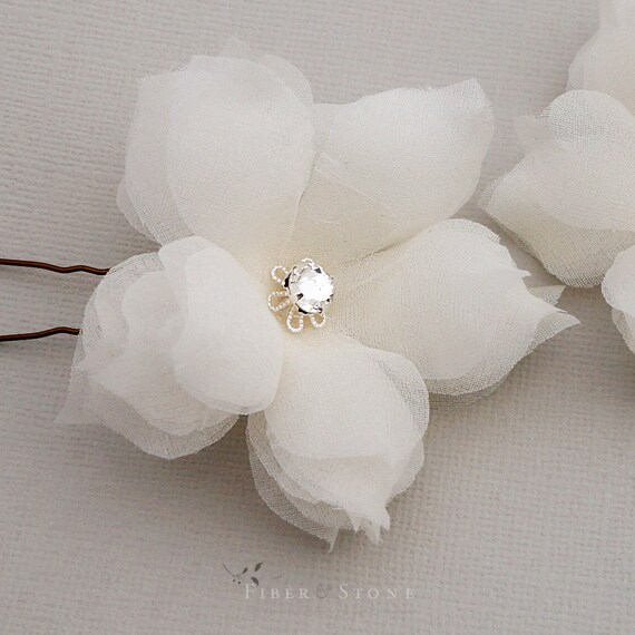 Ivory buy Stargazer Lily Silk Bridal Hair Clip Veil Accessory w/Swarovski Crystals Pearls