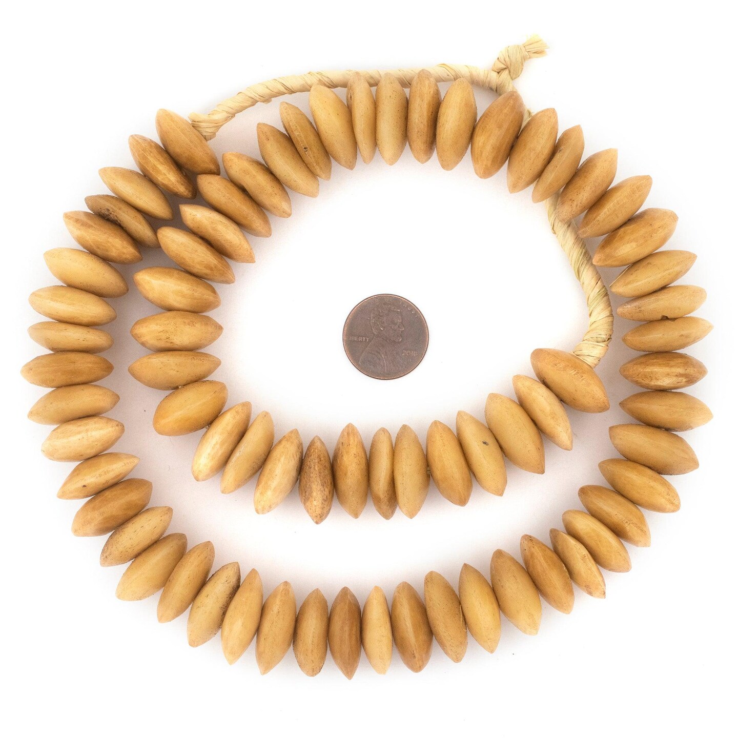 Light Brown Bone Beads - Full Strand of Fair Trade African Beads - The Bead Chest (Saucer, Light Brown)