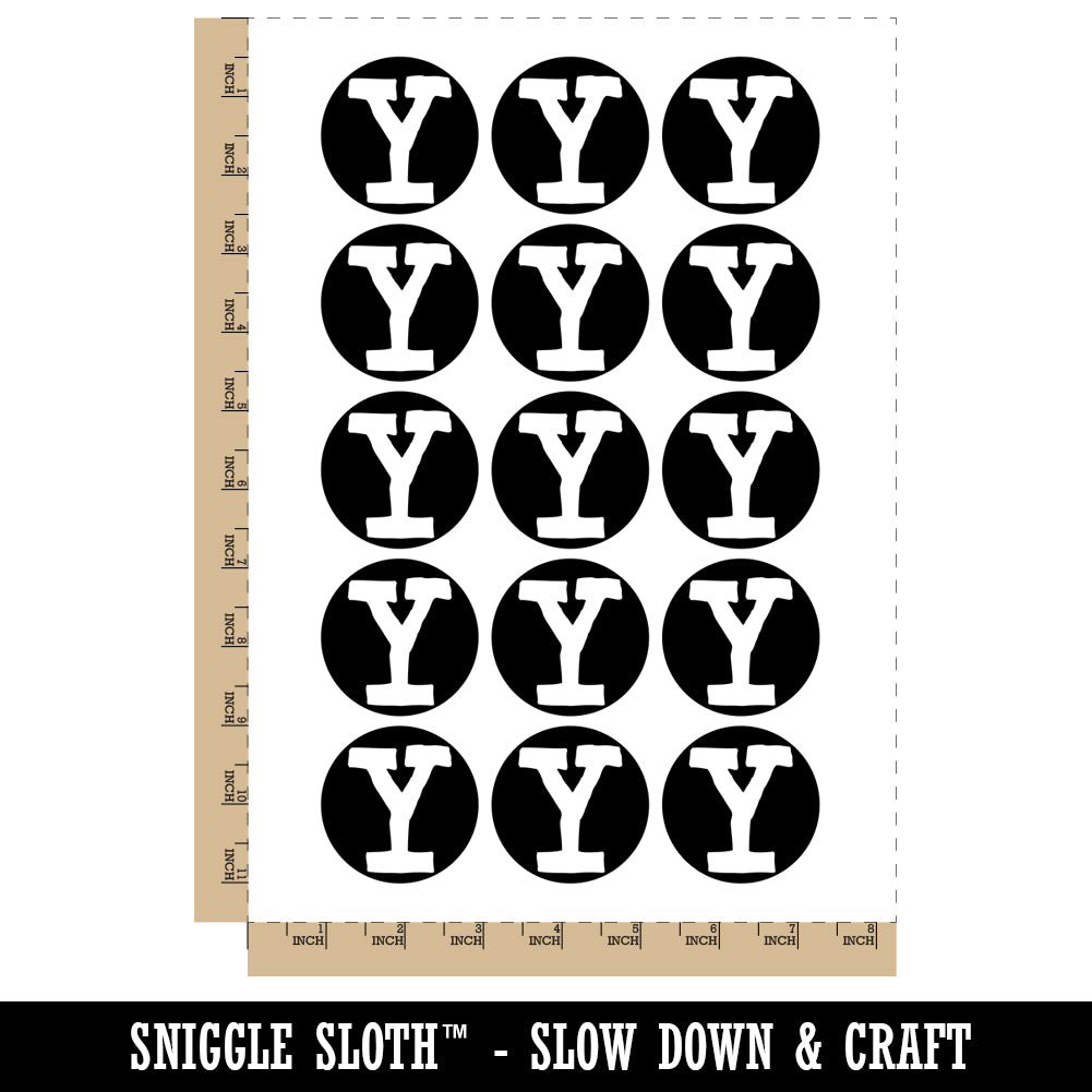 Letter Y Uppercase Cute Typewriter Font Temporary Tattoo Water Resistant Fake Body Art Set Collection (1 Sheet)