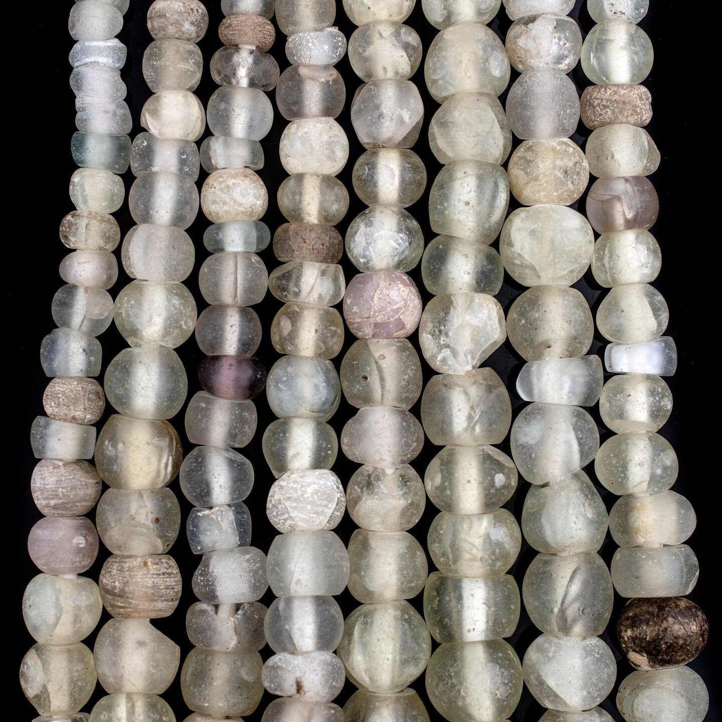 TheBeadChest Antique Transparent Dutch Dogon Trade Beads 14mm Nigeria African Clear Round Glass Large Hole 28 Inch Strand Handmade