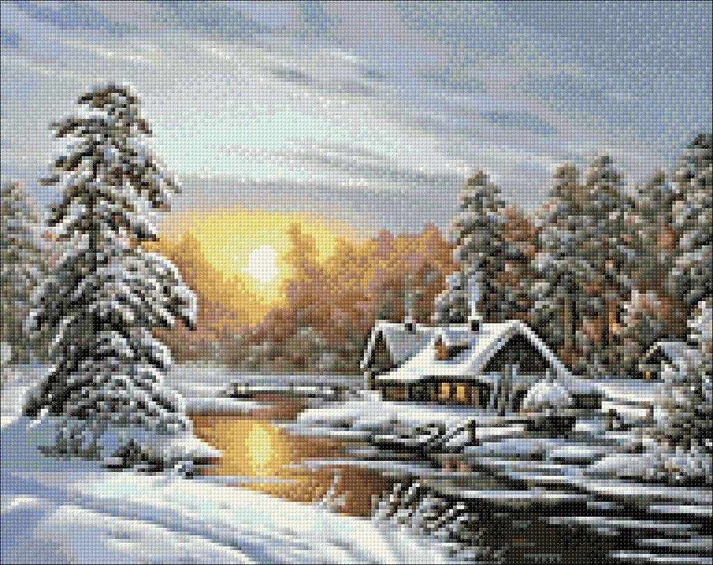 Winter Sunrise WD105 18.9 x 14.9 inches Wizardi Diamond Painting Kit