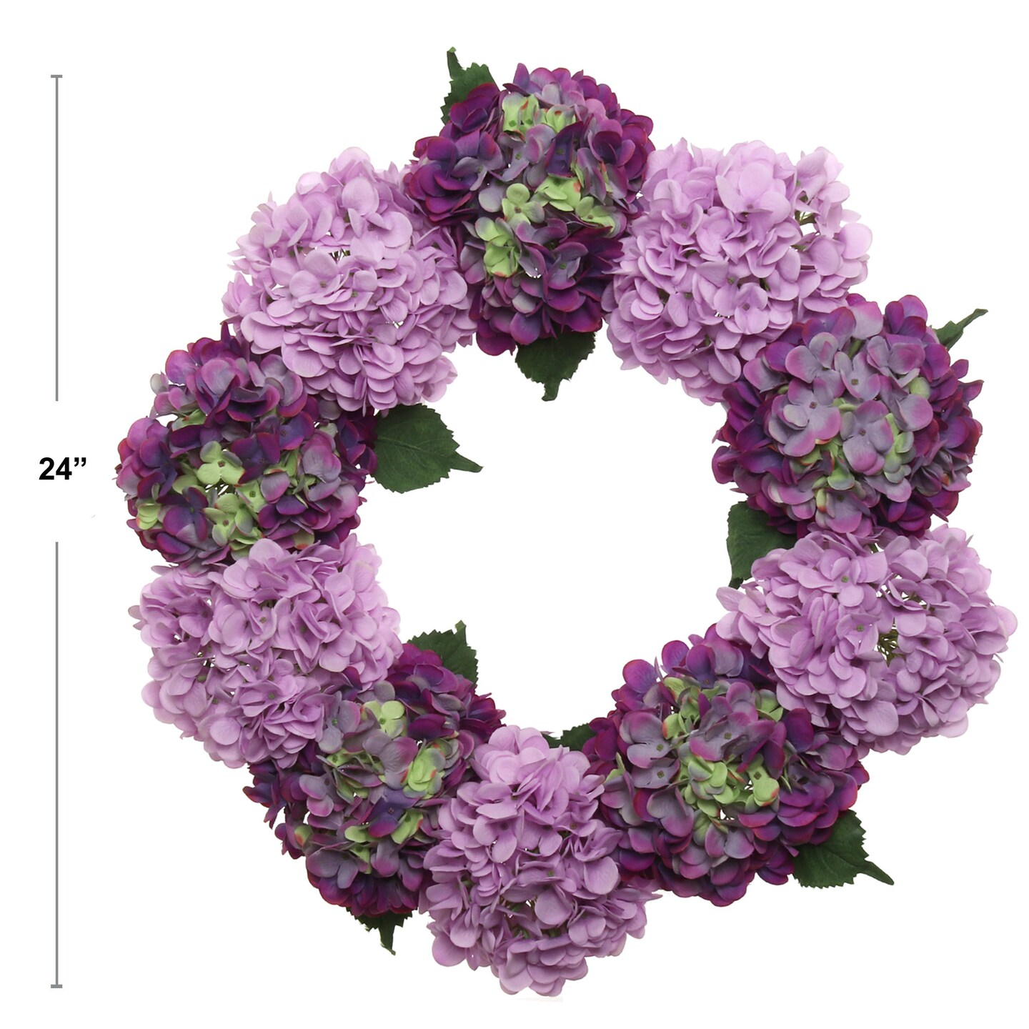 24&#x22; Mixed Purple Hydrangea Wreath with Grapevine Ring by Floral Home&#xAE;