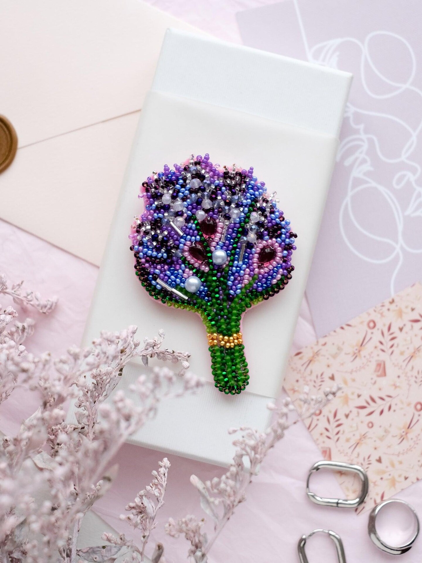 Bead Embroidery Decoration Kit Lavender AD-074
