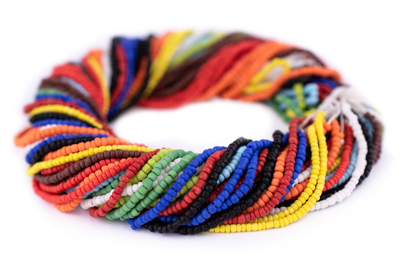 TheBeadChest African Maasai Seed Beads 2mm Kenya Multicolor Glass 24 Inch Strand Handmade