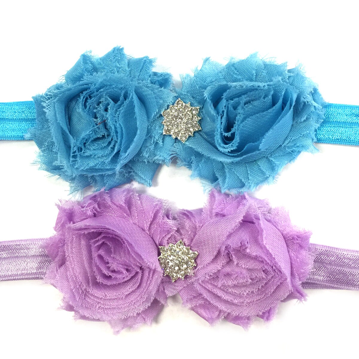 Wrapables Set of 8 Frayed Shabby Chic Double Rose Baby Headbands