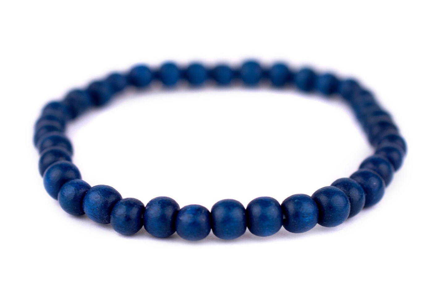 TheBeadChest Wood Stretch Bracelet, Azul Blue - Stackable Beaded Jewelry, Unisex for Men &#x26; Women