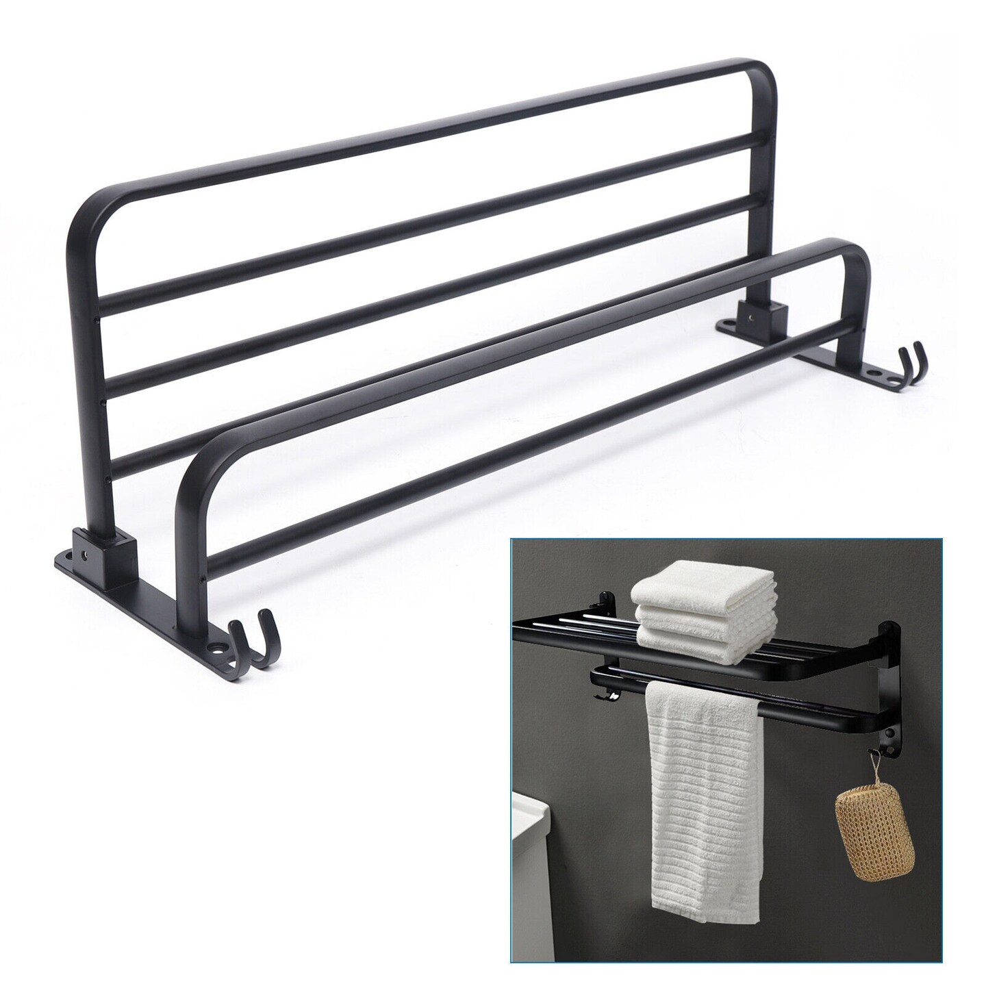 Kitcheniva 2 Tier Wall Mounted Folding Towel Rack Holder