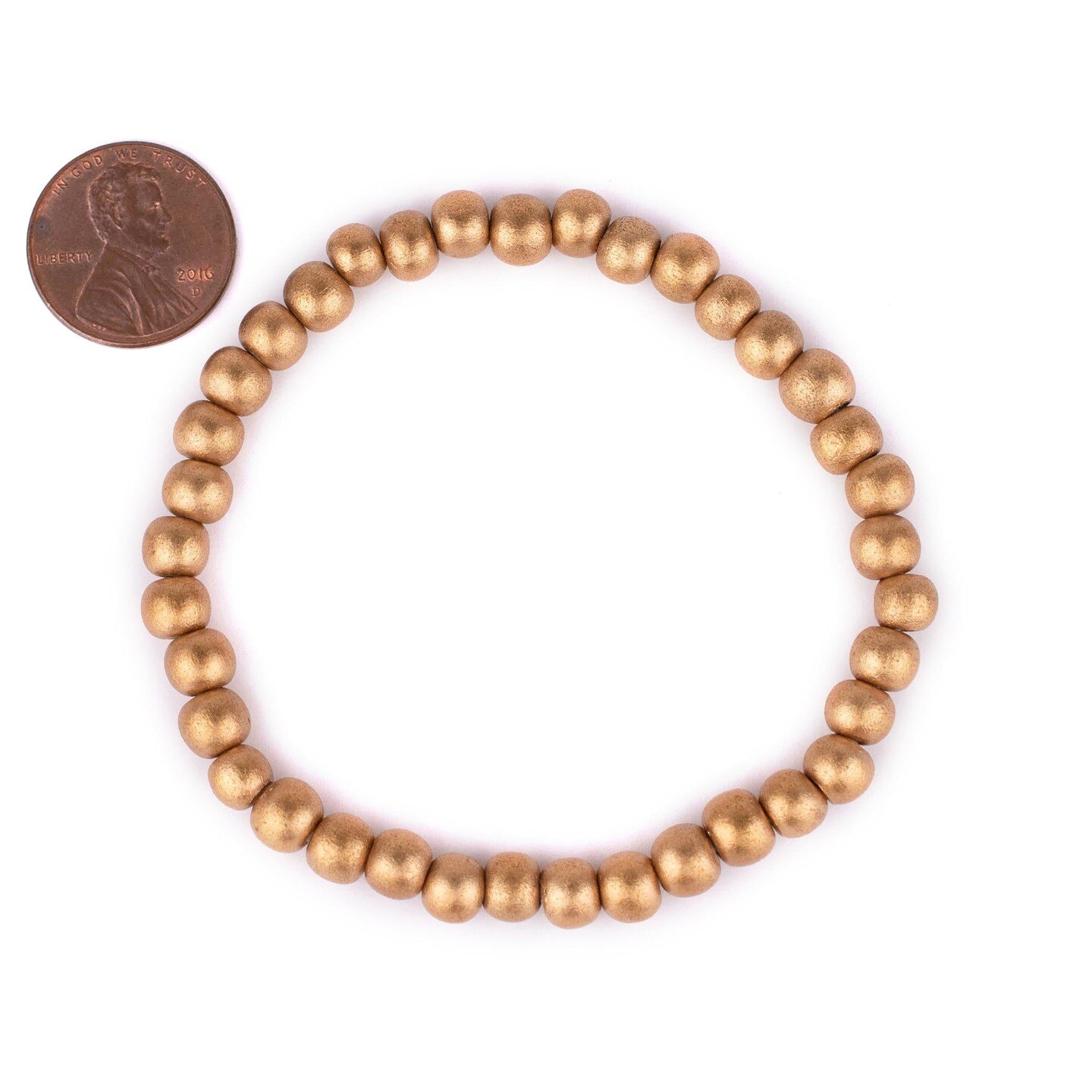 TheBeadChest Wood Stretch Bracelet, Gold - Stackable Beaded Jewelry, Unisex for Men &#x26; Women