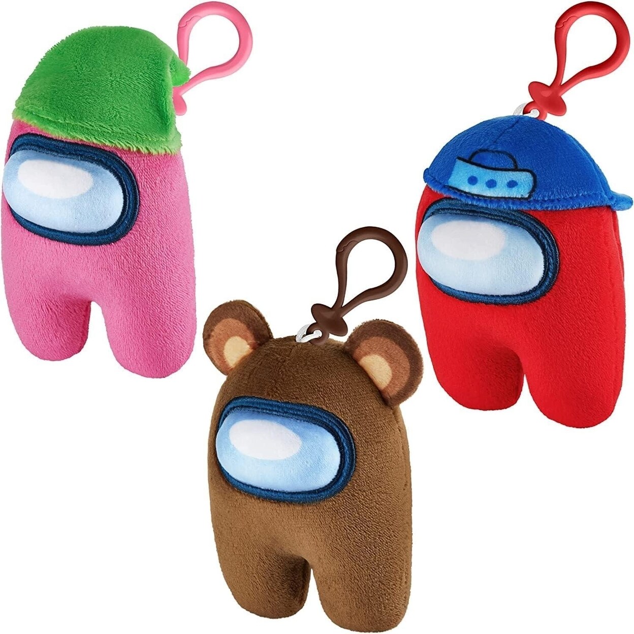 Among Us Mini Plush Backpack Charms 3Pk Pmi International Pink Red Brown