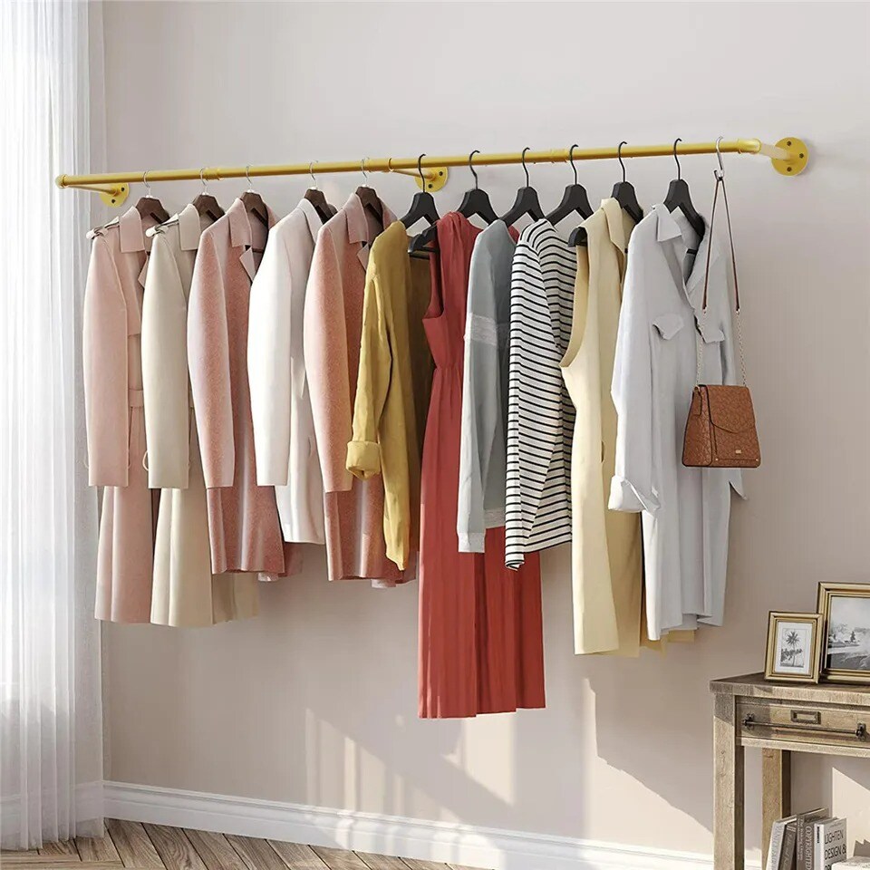 Super Long Industrial Pipe Clothes Rack Wall Garment Bar Clothes Hanging Rod
