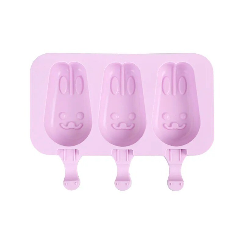 Silicone Frozen Ice Cream Molds Juice Popsicle Maker Lolly Pop Mould 3-Cells