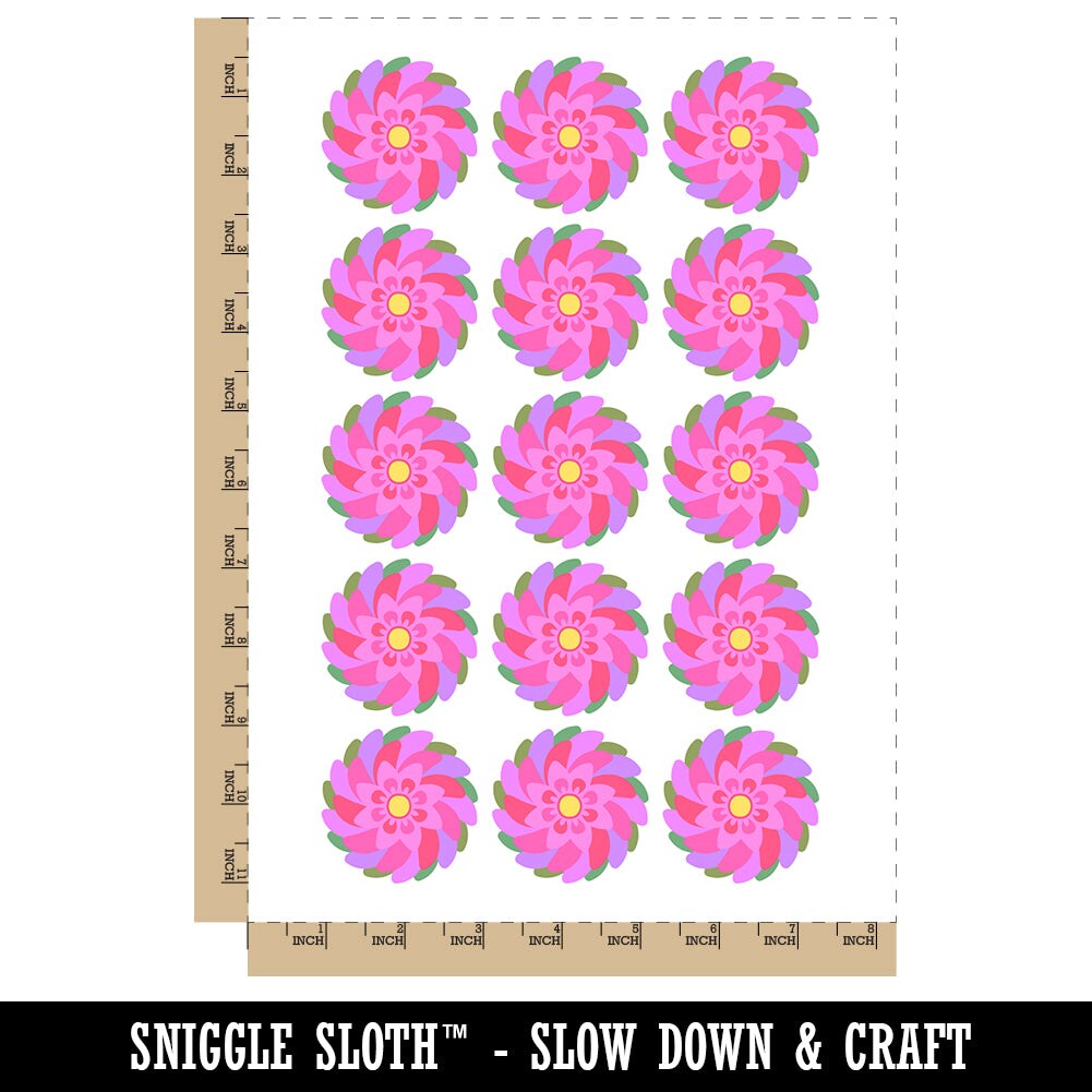 Swirling Geometrical Flower Temporary Tattoo Water Resistant Fake Body Art Set Collection (1 Sheet)