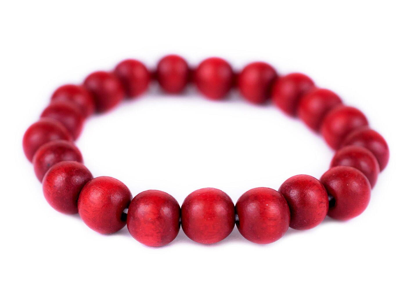 TheBeadChest Wood Stretch Bracelet, Red - Stackable Beaded Jewelry, Unisex for Men &#x26; Women