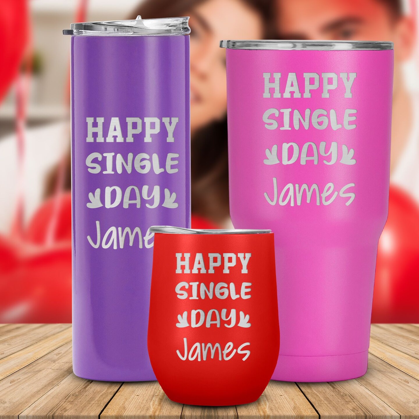 Best valentine gift for singles, Happy Single Day Customized Tumbler