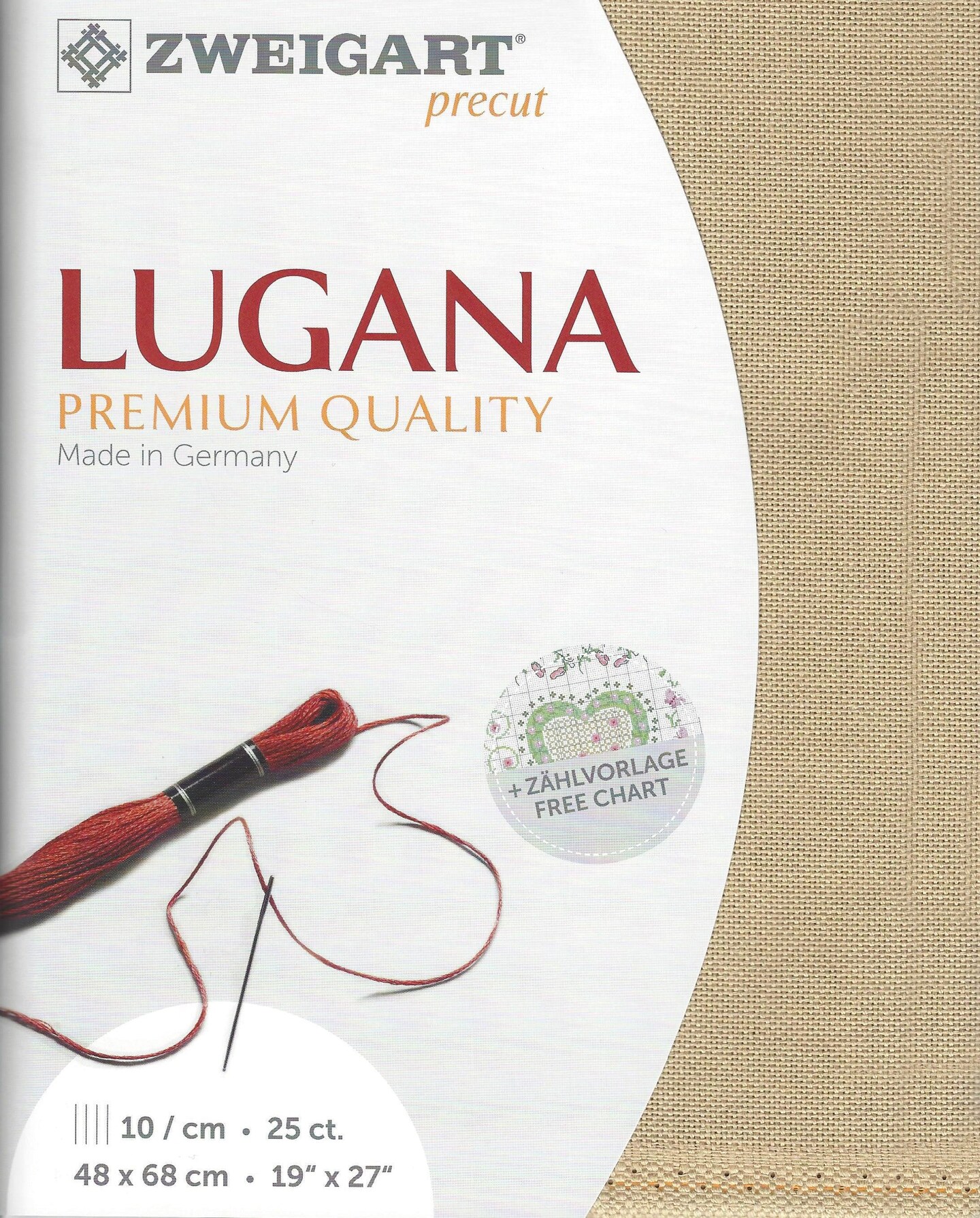 Precut  Zweigart Lugana 25 count Light Mocha