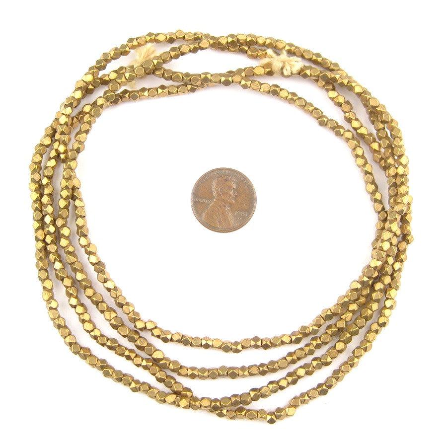 Cornerless Cube Beads - Full Strand of Faceted Ethnic Metal Spacers - The Bead Chest (3mm, Antiqued Brass)
