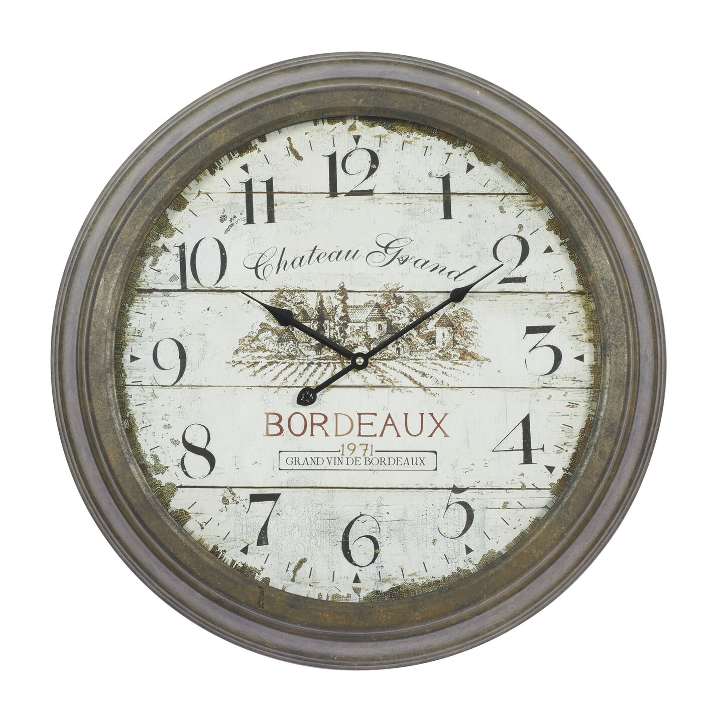 DecMode 23&#x22; White Metal Wall Clock with Bordeaux