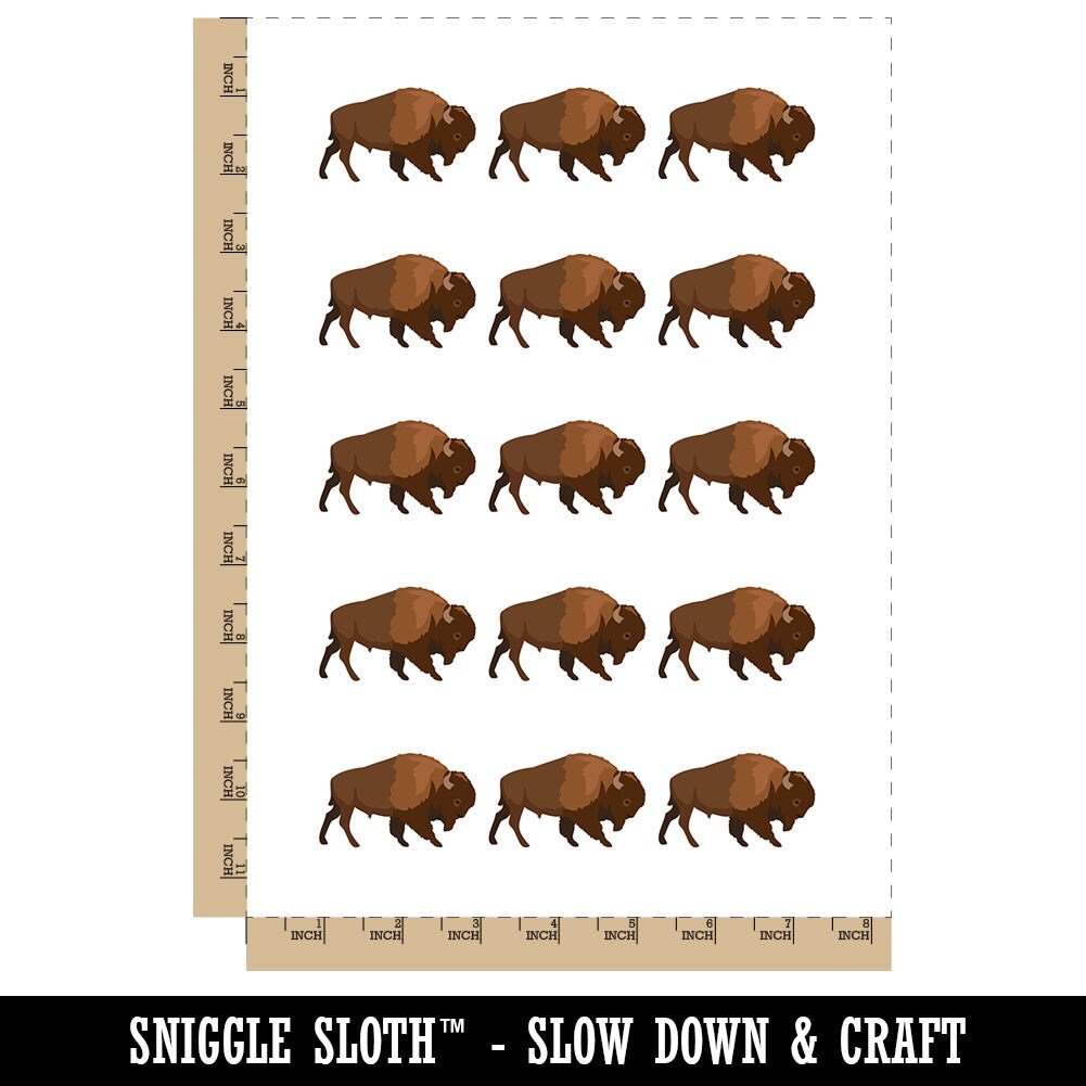 American Buffalo Bison Solid Temporary Tattoo Water Resistant Fake Body Art Set Collection (1 Sheet)
