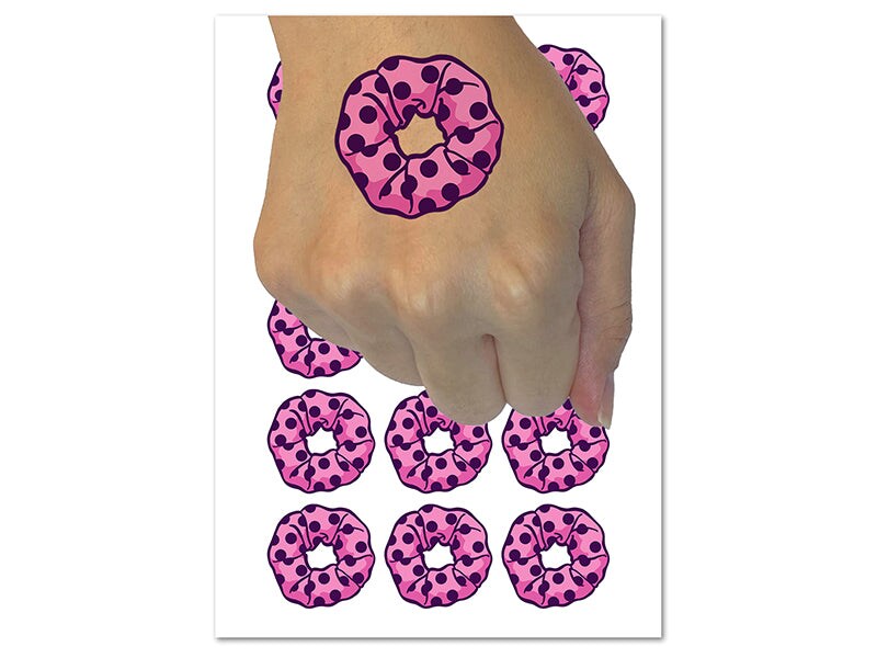 Polka Dot Hair Scrunchie Temporary Tattoo Water Resistant Fake Body Art Set Collection 1 Sheet 7797