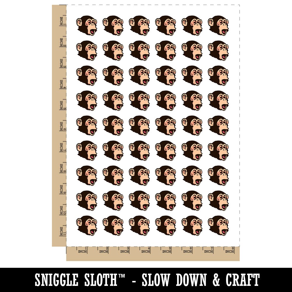 Surprised Chimpanzee Ape Head Monkey Temporary Tattoo Water Resistant Fake Body Art Set Collection (1 Sheet)