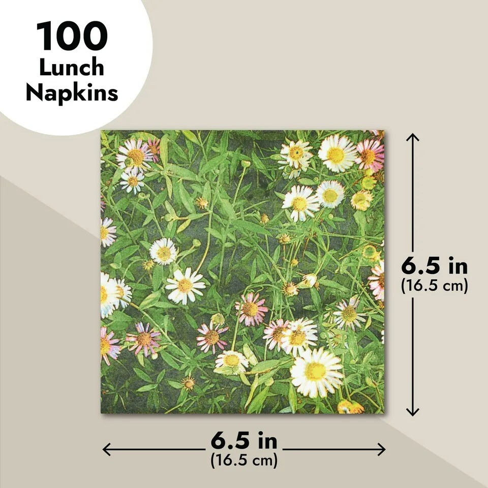 100 Pack Floral Paper Napkins
