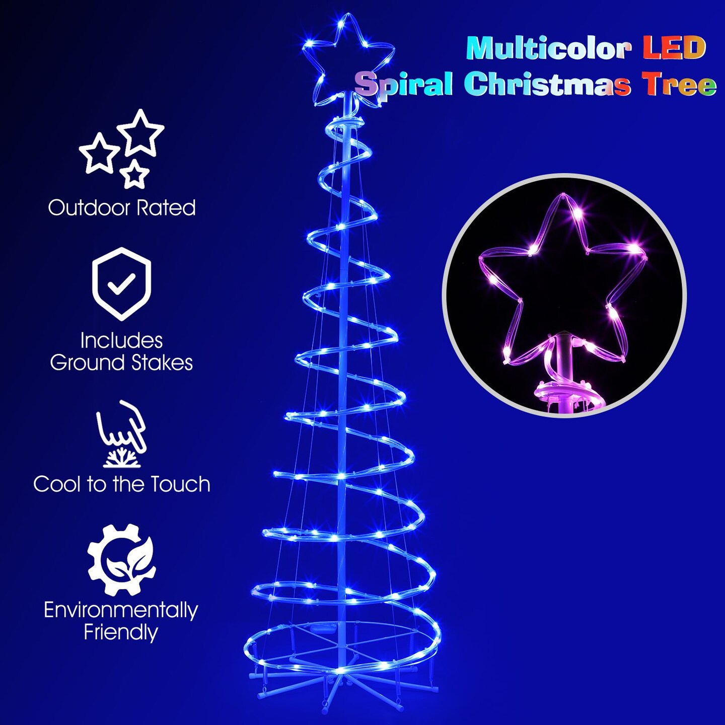 16 Modes Spiral Lighted Christmas Tree Outdoor Yard Decorations