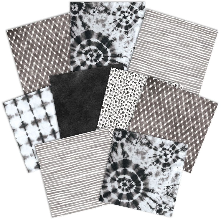 Black Colorways Pattern 12 x 12 Scrapbook Paper Set