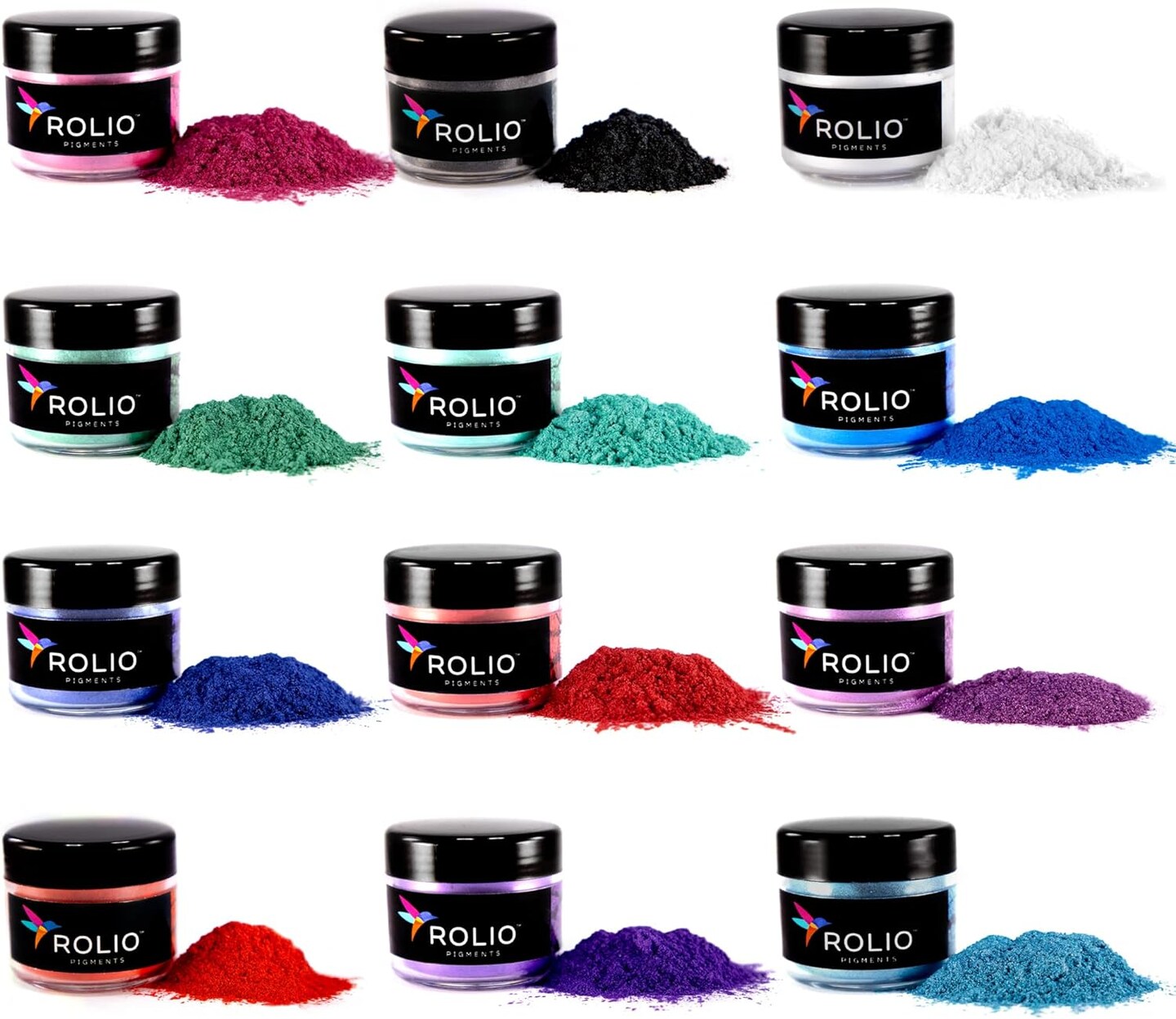 Rolio Mica Powder - Northern Lights 12 Color Set - 10g Jars