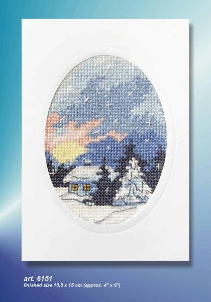 Complete cross stitch kit - greetings card &#x22;Winter night&#x22; 6151