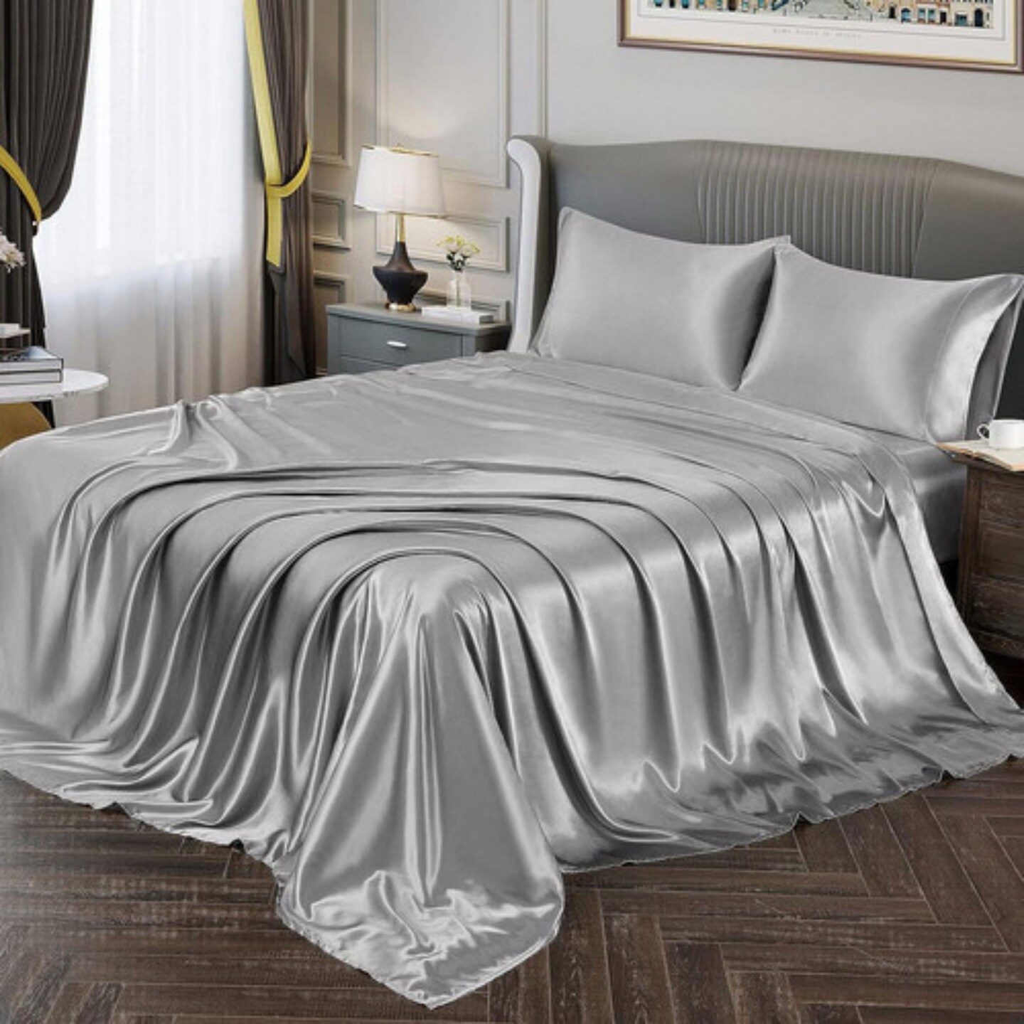 4pcs Soft and Silky Satin Duvet Cover Set with Pillowcase