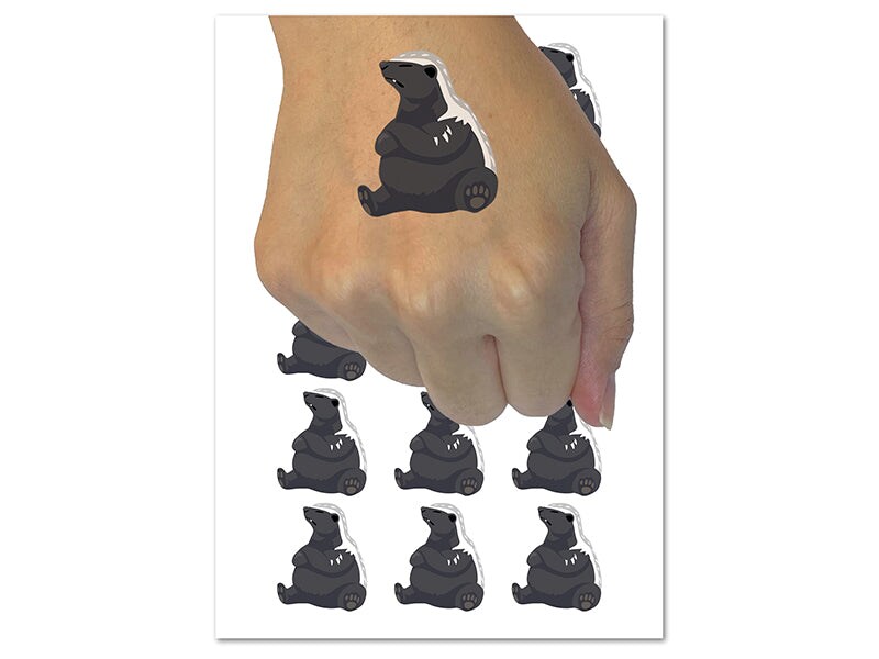 Honey Badger Moody Temporary Tattoo Water Resistant Fake Body Art Set Collection (1 Sheet)