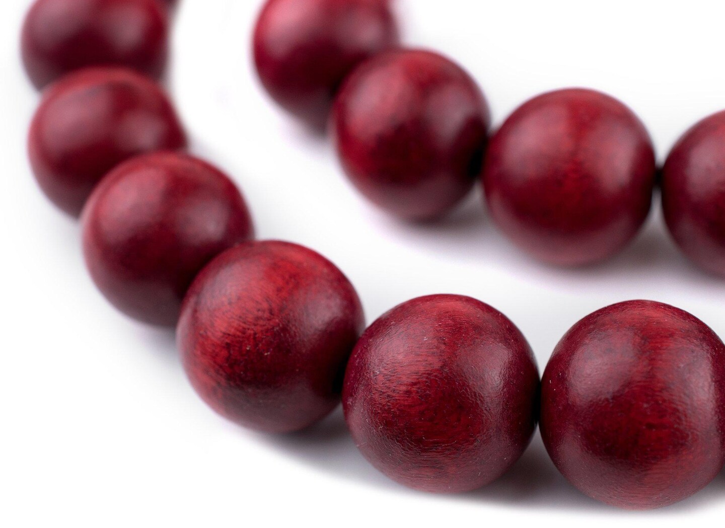 TheBeadChest 20mm Natural Round Wood Beads, Wooden Beads Loose Wood Spacer Beads for DIY Jewelry Making, 4 Sizes (8mm, 10mm, 12mm, 20mm) - Red