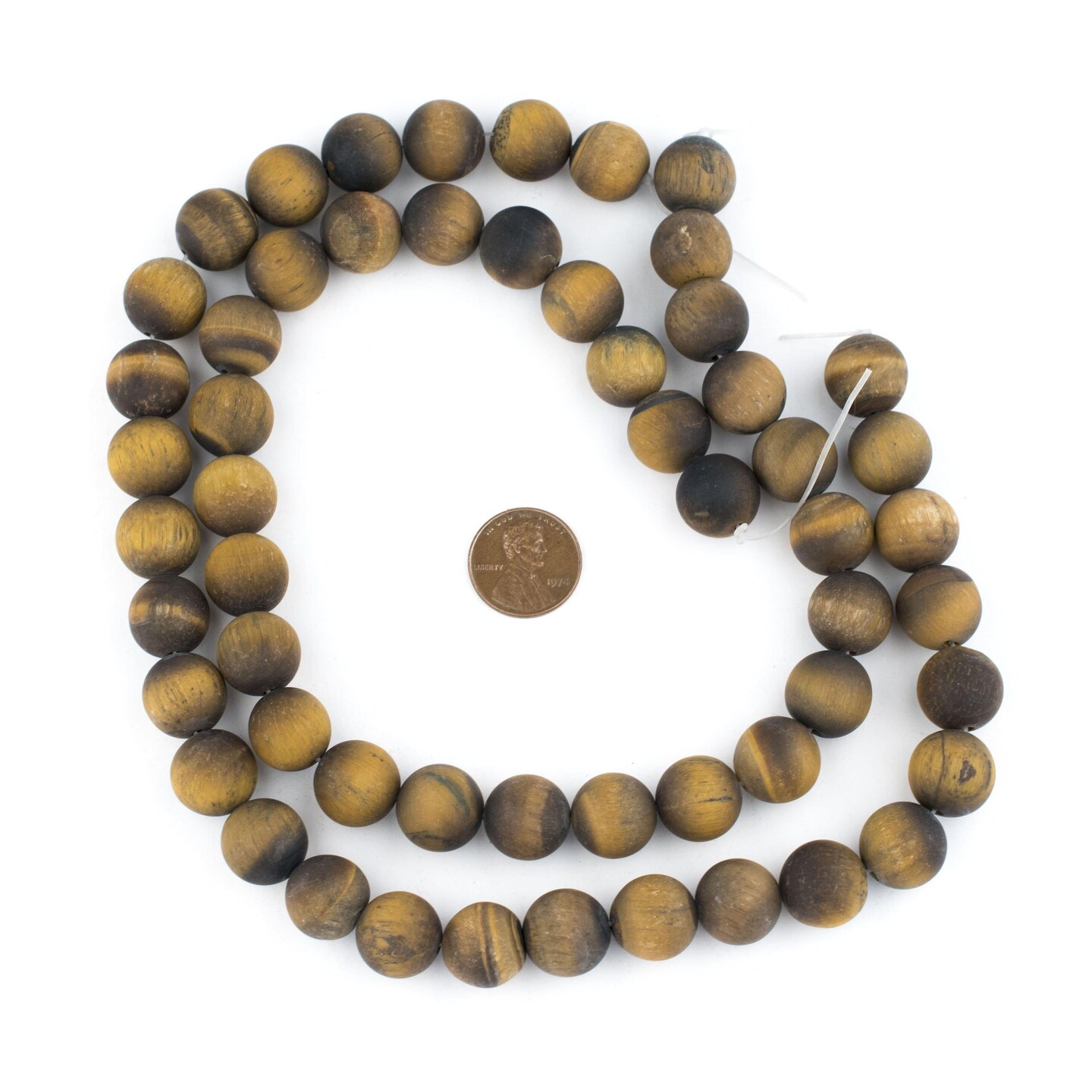 TheBeadChest Matte Tiger Eye Beads 14mm Brown Round Gemstone 15 Inch Strand
