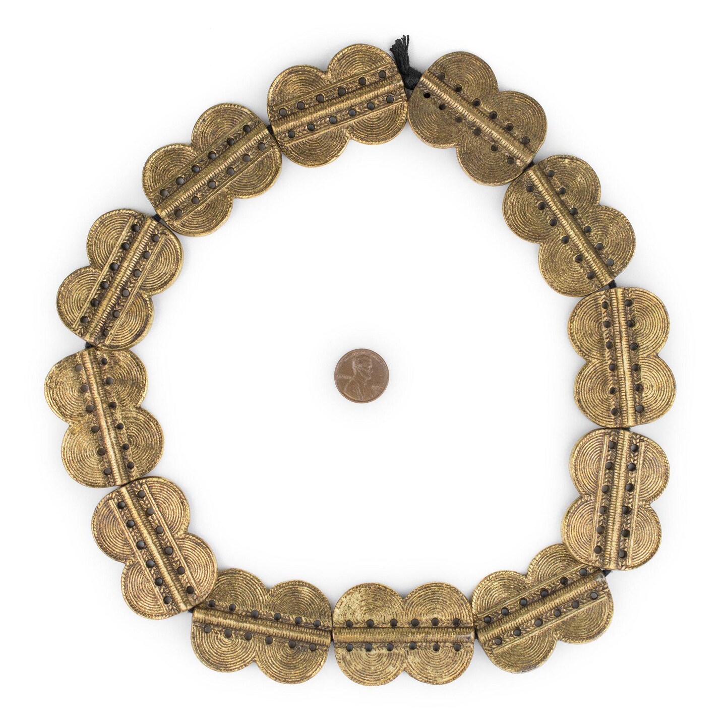 TheBeadChest Brass Baule Beads, African Tribal Brass-Plated Flat Tabular Ethnic Ivory Coast Jewelry Making Supplies for Necklaces and Bracelets