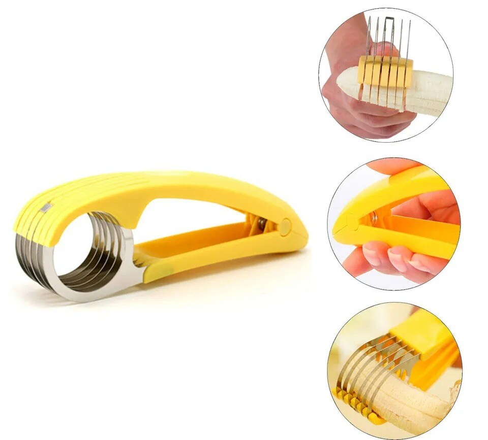 Banana Slicer Fruit Knife Kitchen Gadget Bar Tools Veggie Cutter Stainless Steel