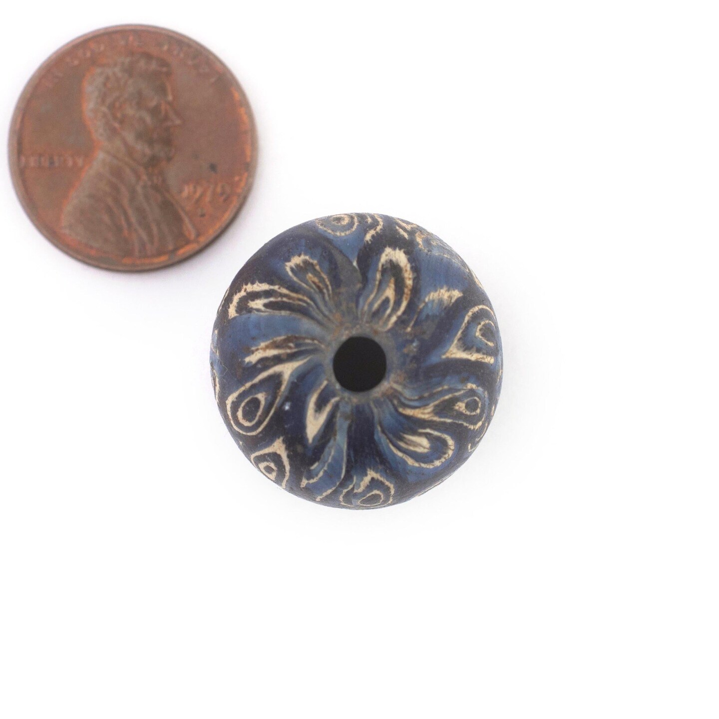 TheBeadChest Blue Antique-Style Java Eye Glass Bead (Single Bead, 20mm)