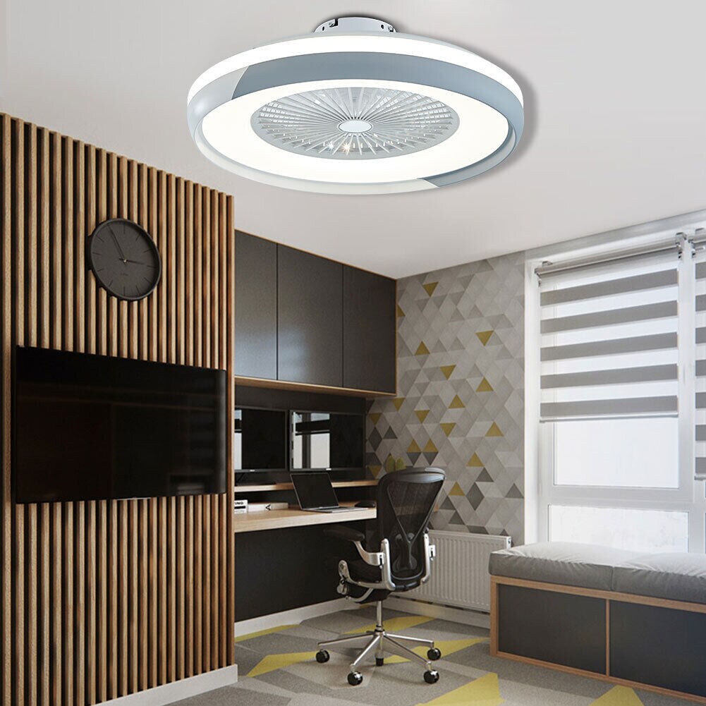 Kitcheniva Modern Dimmable Flush Mount Ceiling Fan Chandelier With Remote