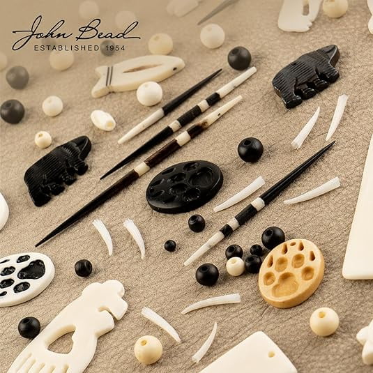 John Bead Antique Natural Bone Fish Pendants, 10pcs