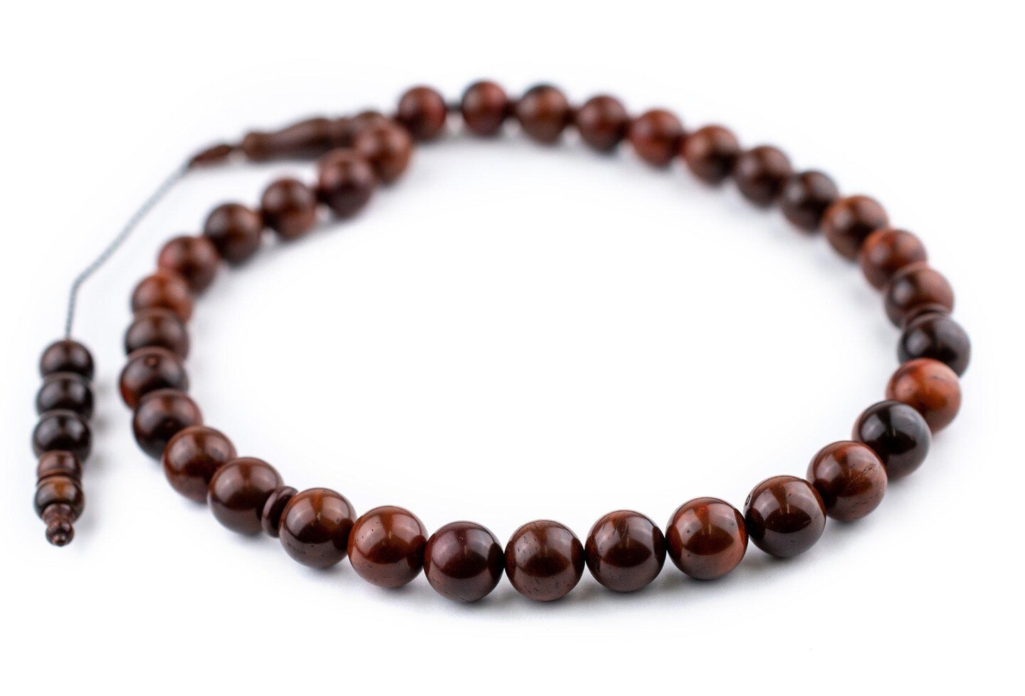 33  Dark Brown Round Wooden Arabian Prayer Beads (12mm), Islamic Tasbih, Ramadan Gift, Quality Middle Eastern Beads - The Bead Chest