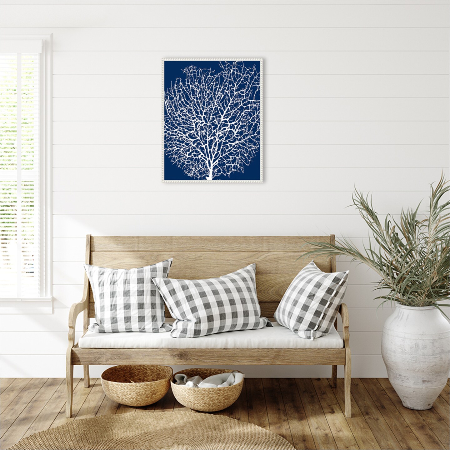 Navy Coral I Coastal by Sabine Berg Framed Canvas Wall Art