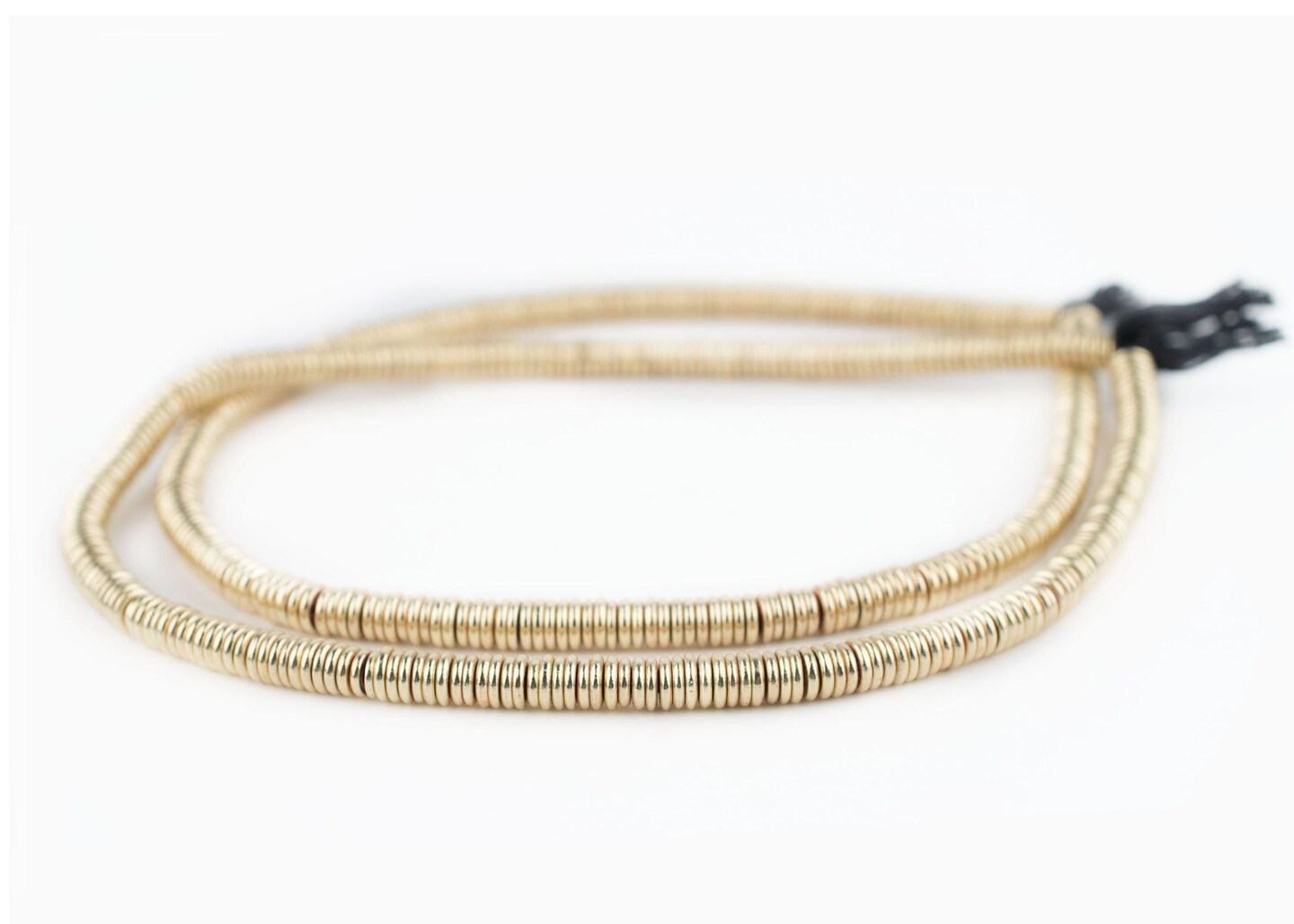 TheBeadChest Smooth Extra Large Gold Heishi Beads 6mm Brass Large Hole 16 Inch Strand