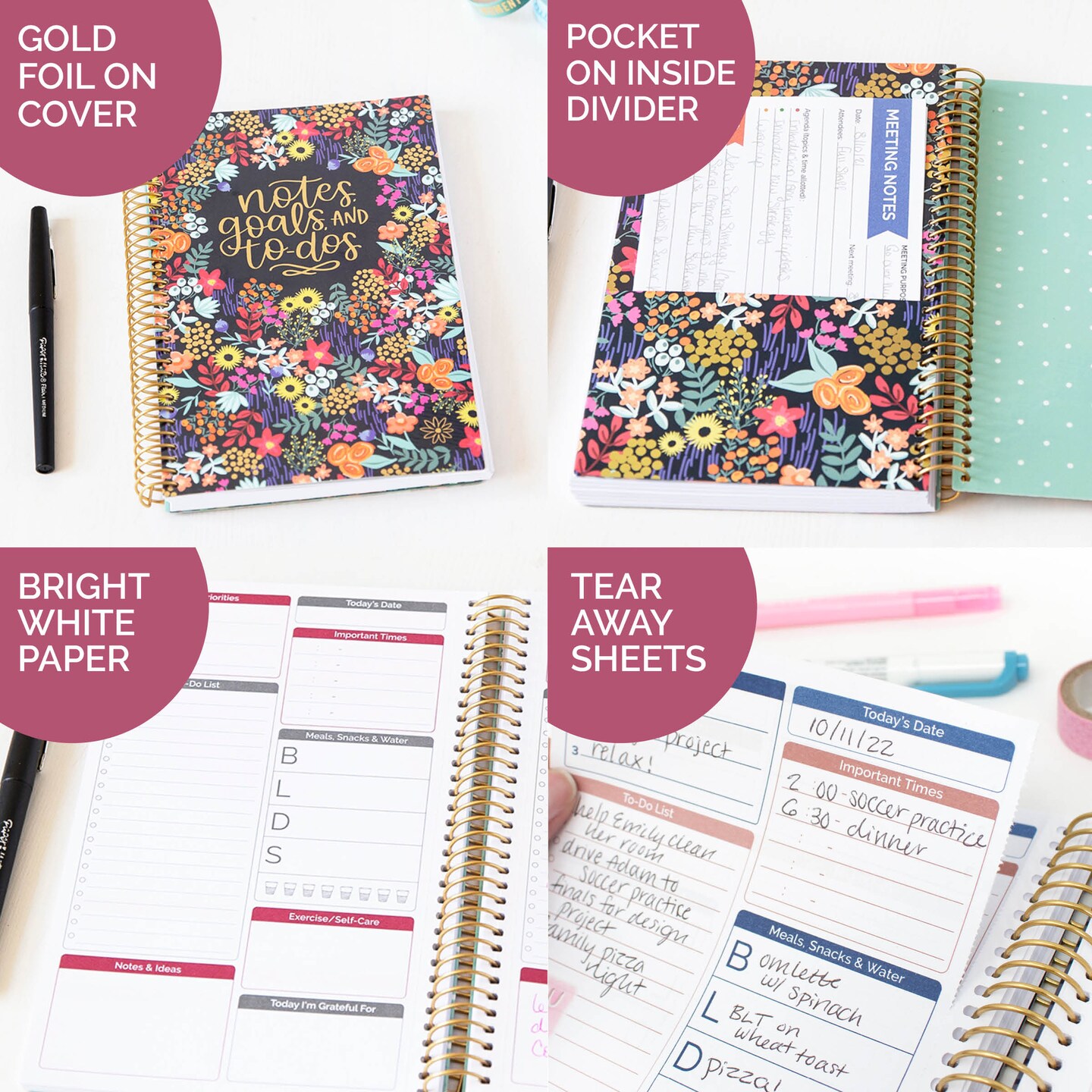 bloom daily planners Bound To-Do Book, Floral Dots V2